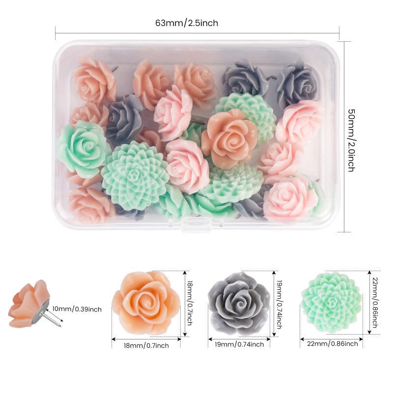 Temoyj 24Pcs Decorative Pushpins,Cork Board Tacks,Bulletin Board Tacks,Thumb Tack Decorative for CorkBoard, Office Organization or Home - Image 2